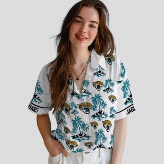 NFL Jacksonville Jaguars Beach Shirt, Teal Palm Island Hawaiian Shirt for Men