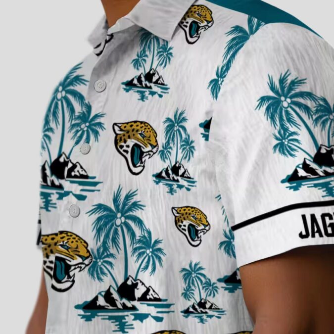NFL Jacksonville Jaguars Beach Shirt, Teal Palm Island Hawaiian Shirt for Men