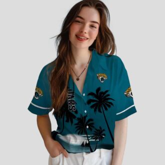 NFL Jacksonville Jaguars Beach Sunset Hawaiian Shirt – Teal & Black Tropical Design