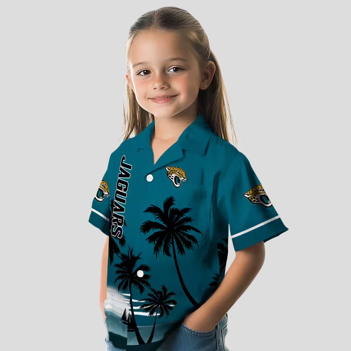 NFL Jacksonville Jaguars Beach Sunset Hawaiian Shirt – Teal & Black Tropical Design