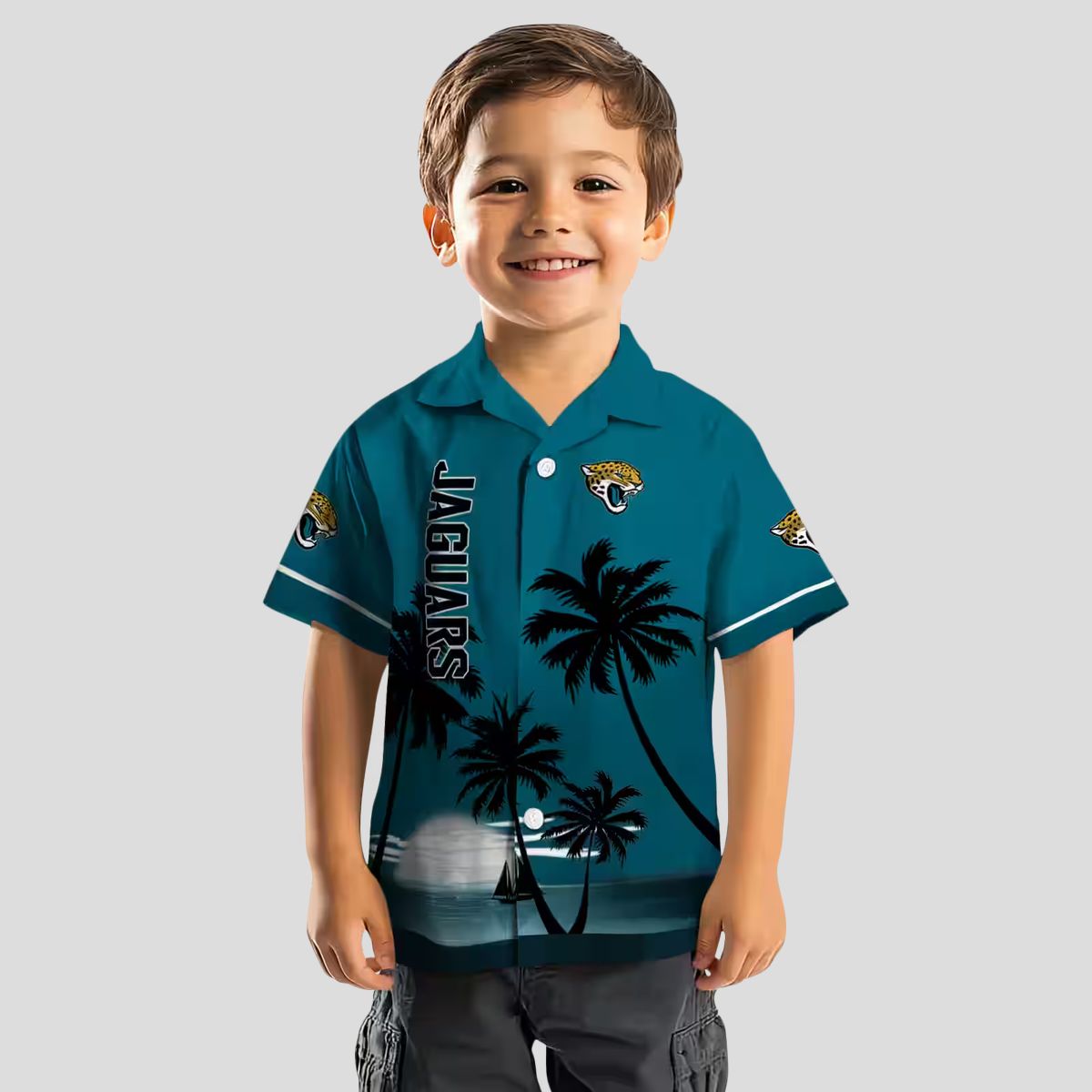 NFL Jacksonville Jaguars Beach Sunset Hawaiian Shirt – Teal & Black Tropical Design