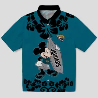 NFL Jacksonville Jaguars Surfing Mickey Teal Hawaiian Shirt for Fans