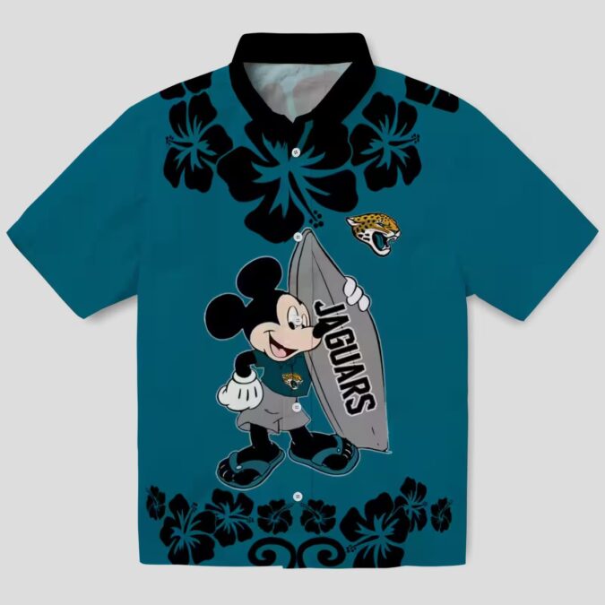 NFL Jacksonville Jaguars Surfing Mickey Teal Hawaiian Shirt for Fans