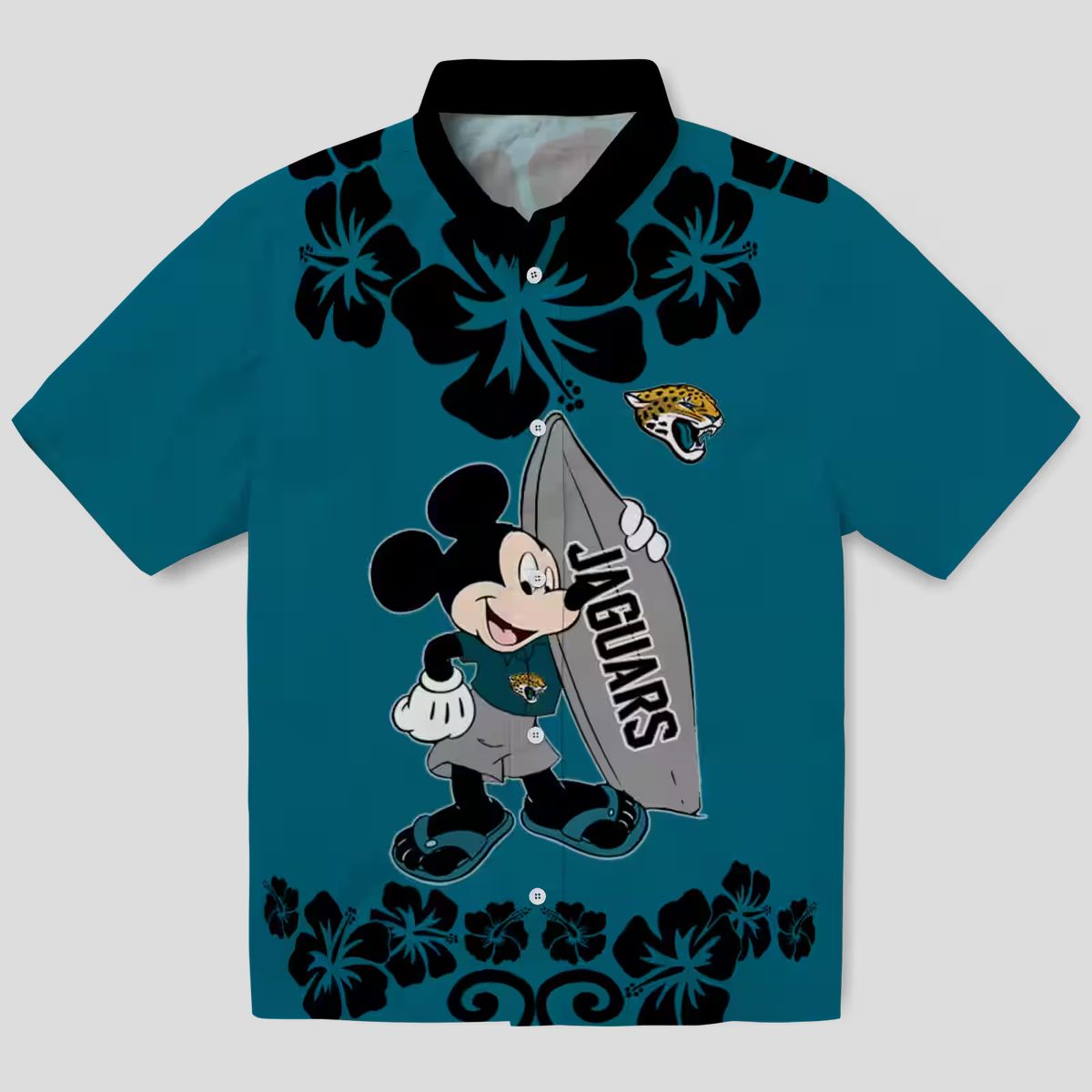 NFL Jacksonville Jaguars Surfing Mickey Teal Hawaiian Shirt for Fans