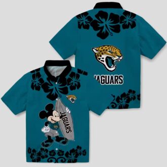 NFL Jacksonville Jaguars Surfing Mickey Teal Hawaiian Shirt for Fans