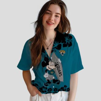NFL Jacksonville Jaguars Surfing Mickey Teal Hawaiian Shirt for Fans