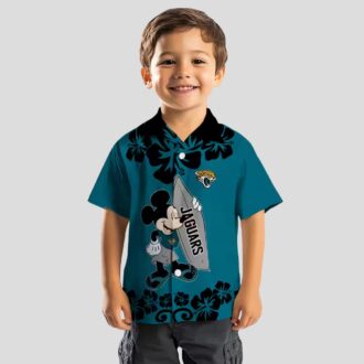 NFL Jacksonville Jaguars Surfing Mickey Teal Hawaiian Shirt for Fans