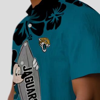 NFL Jacksonville Jaguars Surfing Mickey Teal Hawaiian Shirt for Fans