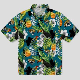 NFL Jaguars Custom Team Hawaiian Shirt – Teal Green Tropical Toucan Game Day Outfit