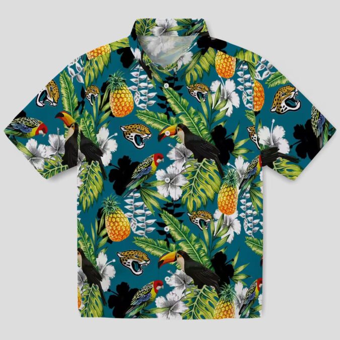 NFL Jaguars Custom Team Hawaiian Shirt – Teal Green Tropical Toucan Game Day Outfit