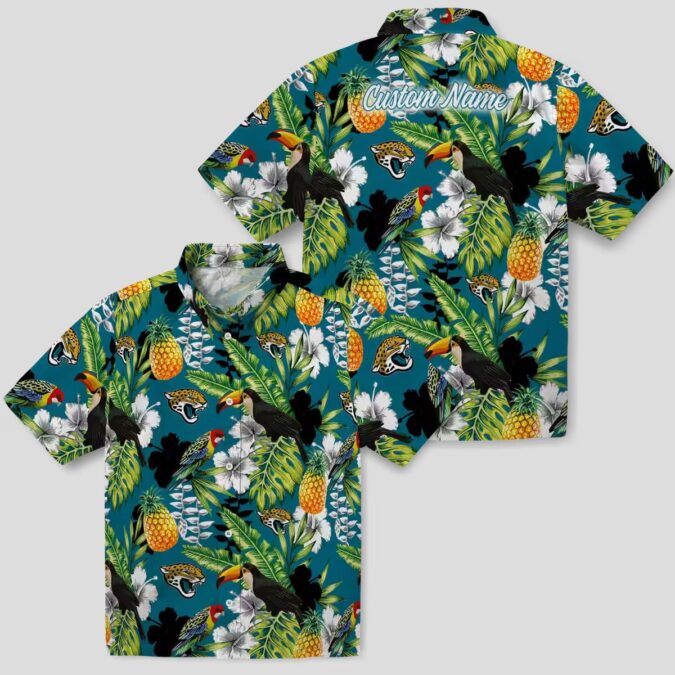 NFL Jaguars Custom Team Hawaiian Shirt – Teal Green Tropical Toucan Game Day Outfit