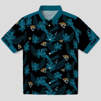 Personalized Black Jacksonville Jaguars Hawaiian Shirt with Floral Botanical Design