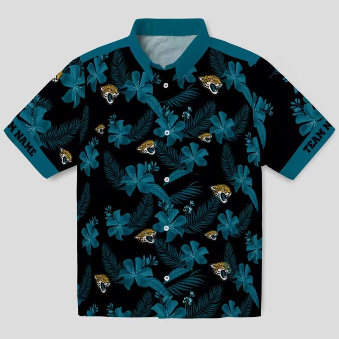 Personalized Black Jacksonville Jaguars Hawaiian Shirt with Floral Botanical Design