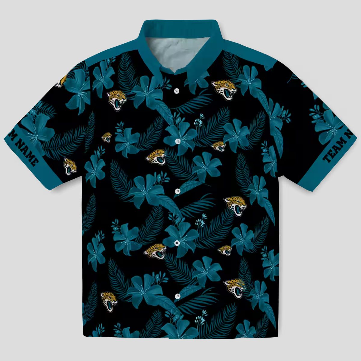 Personalized Black Jacksonville Jaguars Hawaiian Shirt with Floral Botanical Design