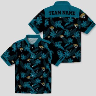 Personalized Black Jacksonville Jaguars Hawaiian Shirt with Floral Botanical Design