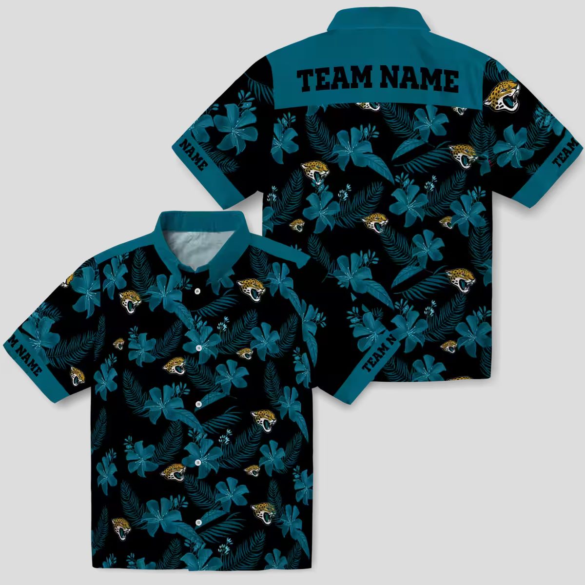 Personalized Black Jacksonville Jaguars Hawaiian Shirt with Floral Botanical Design