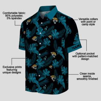 Personalized Black Jacksonville Jaguars Hawaiian Shirt with Floral Botanical Design