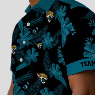 Personalized Black Jacksonville Jaguars Hawaiian Shirt with Floral Botanical Design