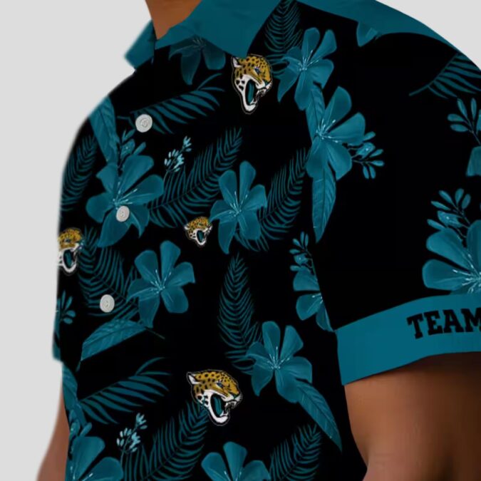 Personalized Black Jacksonville Jaguars Hawaiian Shirt with Floral Botanical Design