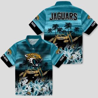 Personalized Jacksonville Jaguars Aloha Shirt, Tropical Canoe Teal Hawaiian Shirt