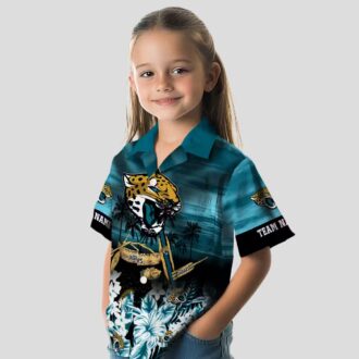 Personalized Jacksonville Jaguars Aloha Shirt, Tropical Canoe Teal Hawaiian Shirt