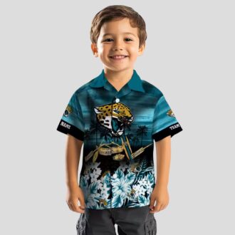 Personalized Jacksonville Jaguars Aloha Shirt, Tropical Canoe Teal Hawaiian Shirt