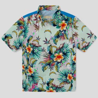 Aloha NFL Los Angeles Chargers Hawaiian Shirt - Tropical Green Foliage Design