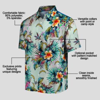 Aloha NFL Los Angeles Chargers Hawaiian Shirt - Tropical Green Foliage Design