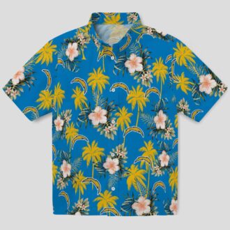 Best Los Angeles Chargers Tropical Hawaiian Shirt - Palm Tree and Flower Pattern