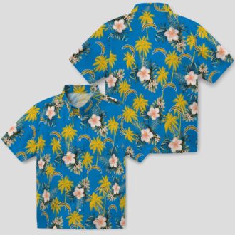 Best Los Angeles Chargers Tropical Hawaiian Shirt - Palm Tree and Flower Pattern