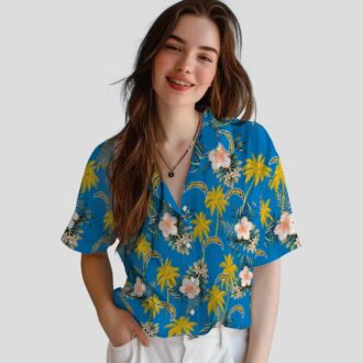 Best Los Angeles Chargers Tropical Hawaiian Shirt - Palm Tree and Flower Pattern
