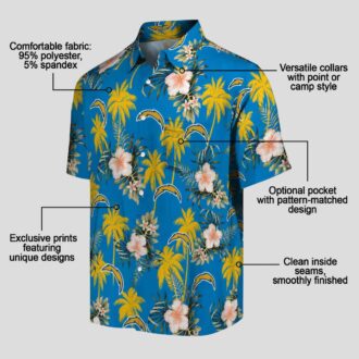 Best Los Angeles Chargers Tropical Hawaiian Shirt - Palm Tree and Flower Pattern