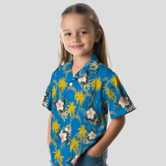 Best Los Angeles Chargers Tropical Hawaiian Shirt - Palm Tree and Flower Pattern