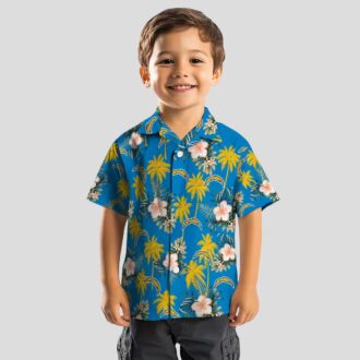 Best Los Angeles Chargers Tropical Hawaiian Shirt - Palm Tree and Flower Pattern