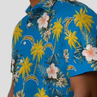 Best Los Angeles Chargers Tropical Hawaiian Shirt - Palm Tree and Flower Pattern