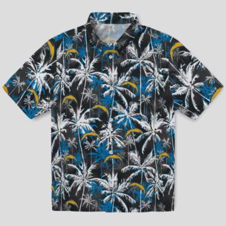 Blue Black Los Angeles Chargers Palm Pattern Hawaiian Shirt for Beach & Summer