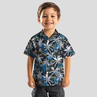 Blue Black Los Angeles Chargers Palm Pattern Hawaiian Shirt for Beach & Summer