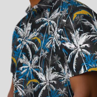 Blue Black Los Angeles Chargers Palm Pattern Hawaiian Shirt for Beach & Summer
