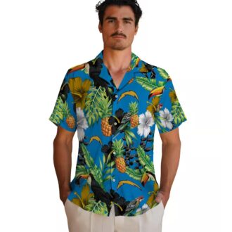 Blue Green Los Angeles Chargers Hawaiian Shirt - Hibiscus Pineapple & Toucan Design