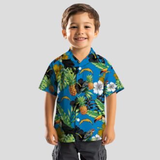 Blue Green Los Angeles Chargers Hawaiian Shirt - Hibiscus Pineapple & Toucan Design