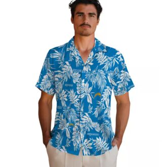 Blue White Hawaiian Shirt Los Angeles Chargers NFL - Tropical Leaf Design for Fans