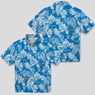 Blue White Hawaiian Shirt Los Angeles Chargers NFL - Tropical Leaf Design for Fans