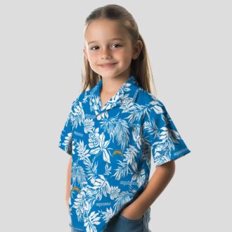 Blue White Hawaiian Shirt Los Angeles Chargers NFL - Tropical Leaf Design for Fans