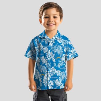 Blue White Hawaiian Shirt Los Angeles Chargers NFL - Tropical Leaf Design for Fans