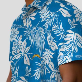 Blue White Hawaiian Shirt Los Angeles Chargers NFL - Tropical Leaf Design for Fans