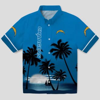 Chargers NFL Beach Aloha Shirt, Blue & Black Hawaiian Sunset Shirt for Summer