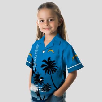 Chargers NFL Beach Aloha Shirt, Blue & Black Hawaiian Sunset Shirt for Summer