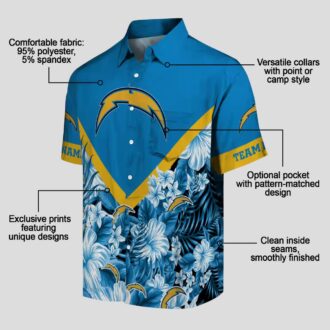 Custom Los Angeles Chargers Blue Hawaiian Shirt, Floral Chevron NFL Shirt for Fans
