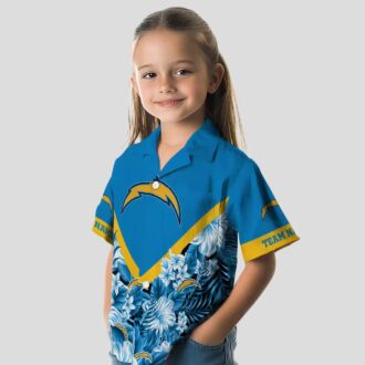 Custom Los Angeles Chargers Blue Hawaiian Shirt, Floral Chevron NFL Shirt for Fans