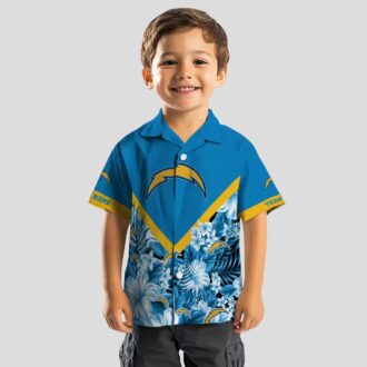 Custom Los Angeles Chargers Blue Hawaiian Shirt, Floral Chevron NFL Shirt for Fans